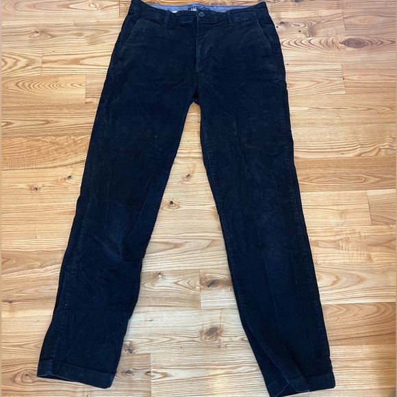 Black Corduroy Straight Fit Pants - Picture 3 of 4